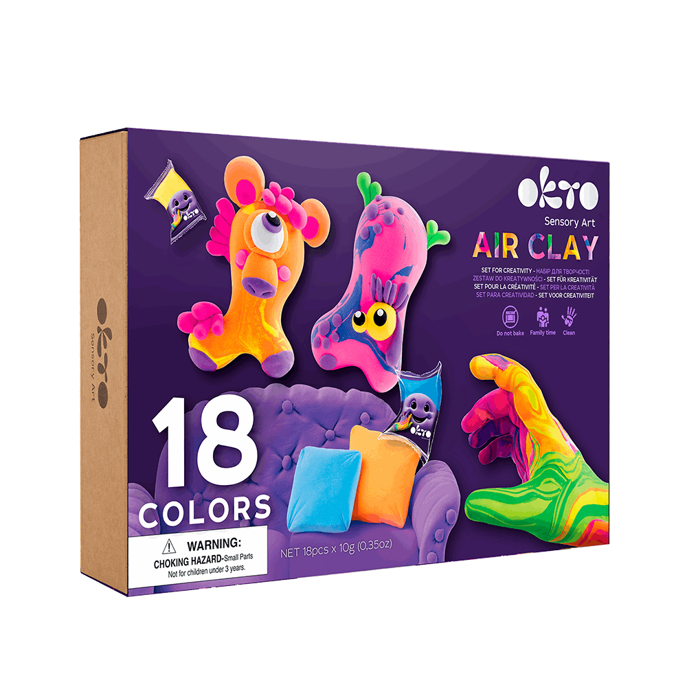 Okto - Sensory Art: 18 Colors Air Clay Creativity Set