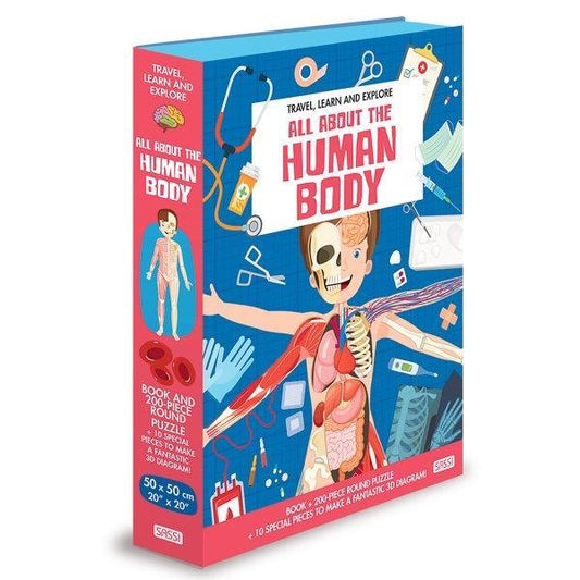 Sassi All About the Human Body Puzzle & Book Set, 200 pcs - Toy Wonder