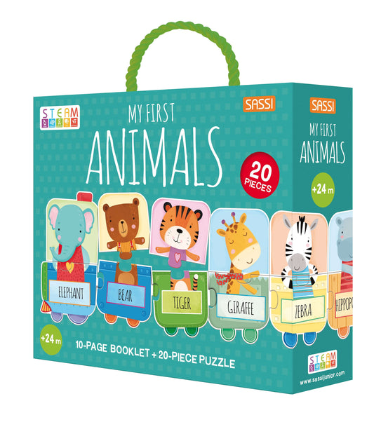 Sassi - My First Animals - Train Puzzle and Book Set