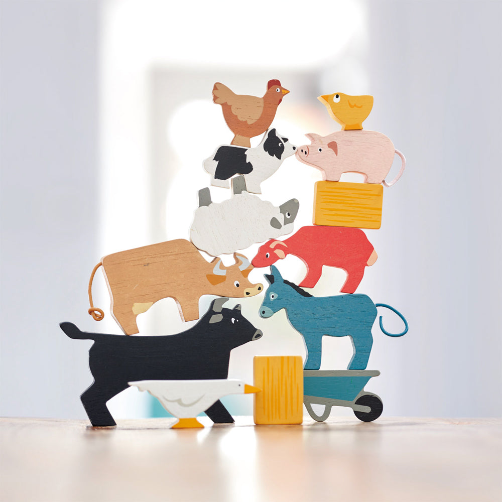 Tender Leaf Toys - Stacking Farmyard Animals with Bag