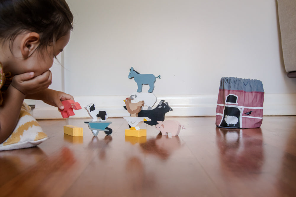 Tender Leaf Toys - Stacking Farmyard Animals with Bag