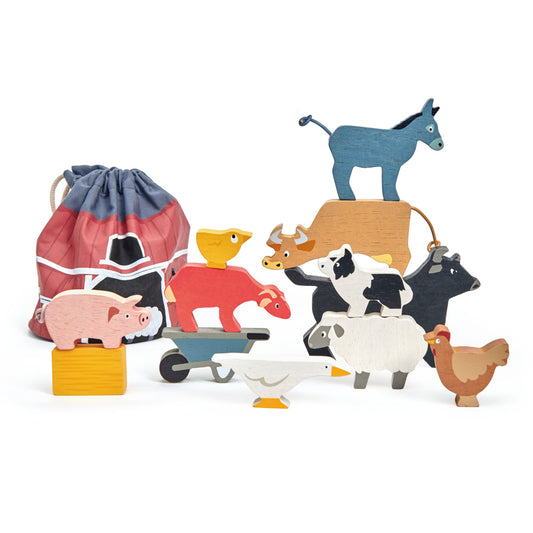 Tender Leaf Toys - Stacking Farmyard Animals with Bag