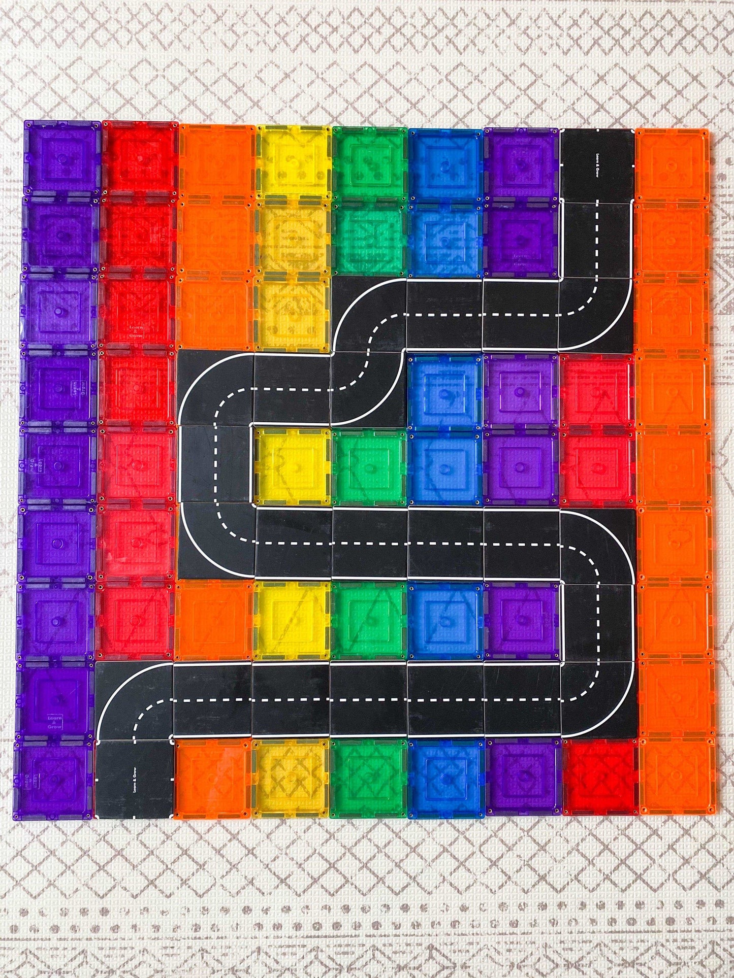 Learn & Grow Toys - Magnetic Tile Topper - Road Pack (40 Piece) - Toy Wonder